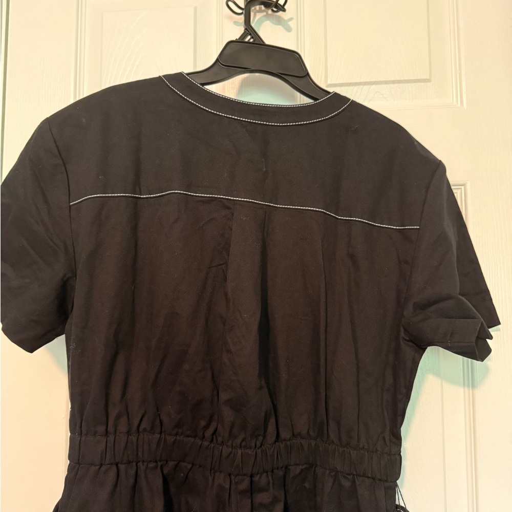 Brand NWT LOFT Black Short Sleeve Jumpsuit with contrast White Stitching - Picture 7 of 7